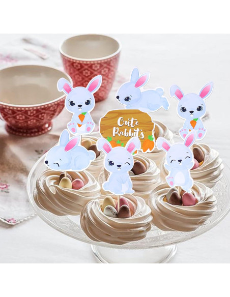 36 Adornos para Cupcakes de Pascua YCTHUNFISH - Conejito y Zanahoria