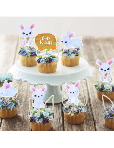 36 Adornos para Cupcakes de Pascua YCTHUNFISH - Conejito y Zanahoria