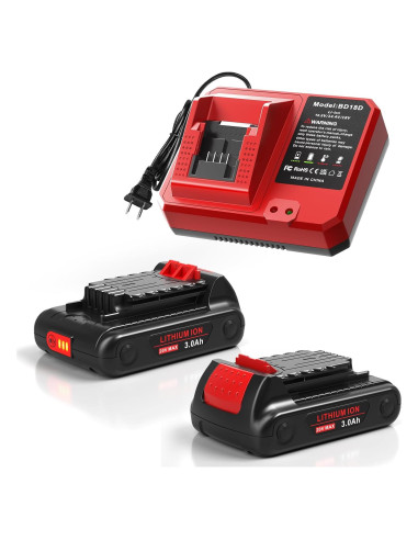 2 Baterías de Litio 3.0Ah 20V + Cargador Black & Decker