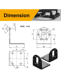 Juego de Soporte de Motor DC 37mm Mrosnail - Hierro Antioxidante 2