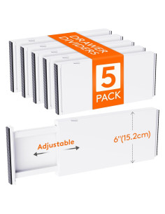 Divisores de Cajón Plástico Lifewit 5 Piezas Ajustables 34cm