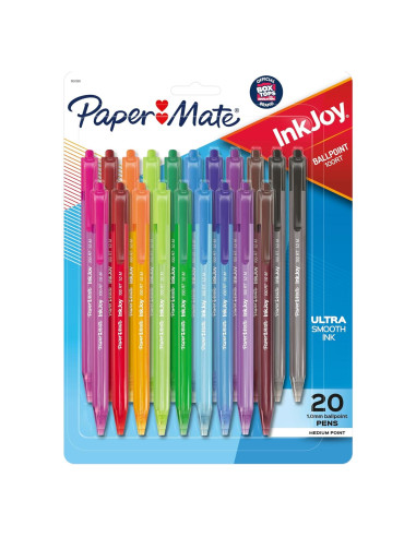 Bolígrafos retráctiles Paper Mate InkJoy 100RT, 20 colores, 1.0mm