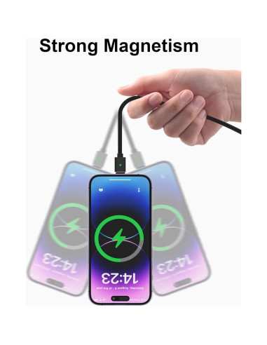 Cable de Carga Magnético ZBF 3A 4 Piezas 1-2 m USB-C Micro-USB