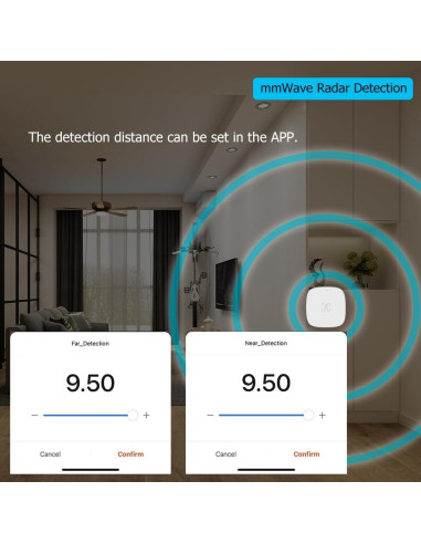Sensor de Presencia WiFi WenzhiIoT Radar 5.8GHz Montaje Pared