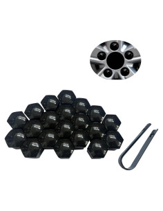 20 Tapas de Tuercas de Rueda Luminuti 17mm Negro