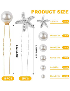 Juego de 23 Pinzas para el Cabello Xiuouix - Perlas y Estrella de Mar 2