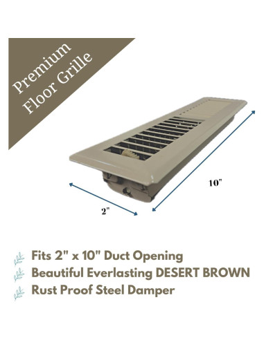 Registro de Piso de Acero Sierra Gates 5cm x 25cm Marrón