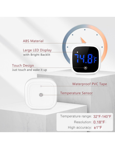 Termómetro Digital de Acuario LOFICOPER LED Adherible 0-60C