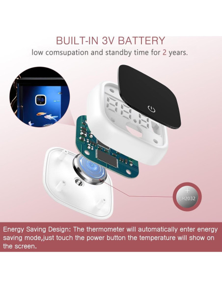 Termómetro Digital de Acuario LOFICOPER LED Adherible 0-60C