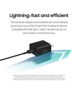 Cargador de pared Samsung 25W USB-C carga rápida negro 2