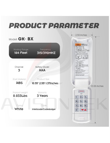 Teclado Inalámbrico Genie GK-BX para Abridor de Garaje