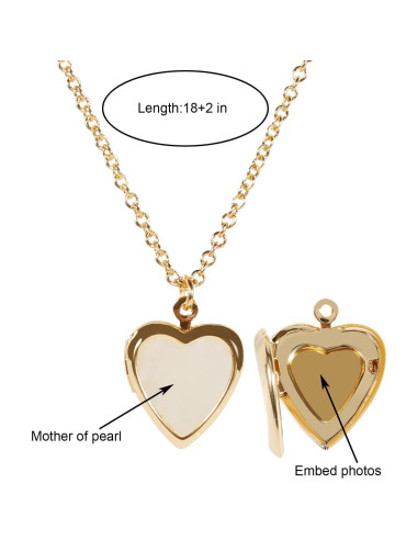 Collar medallón corazón plata madreperla 45.72 cm mujeres