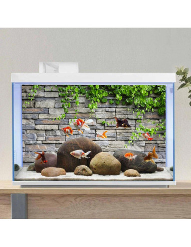 Fondo de Acuario de Vinilo AWERT 60x30 cm Ladrillo Rocas