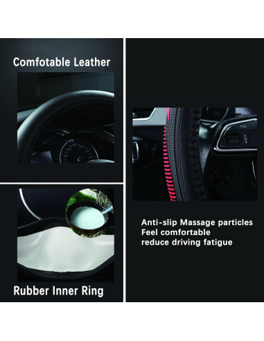 Cubierta de Volante de Cuero Yangday para Dodge Ram 1500 2500 3500 40 cm