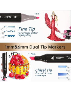 Marcadores de Dibujo WELLOKB 24 Colores Punta de Pincel 2