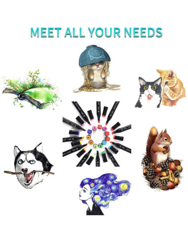 Marcadores de Dibujo WELLOKB 24 Colores Punta de Pincel