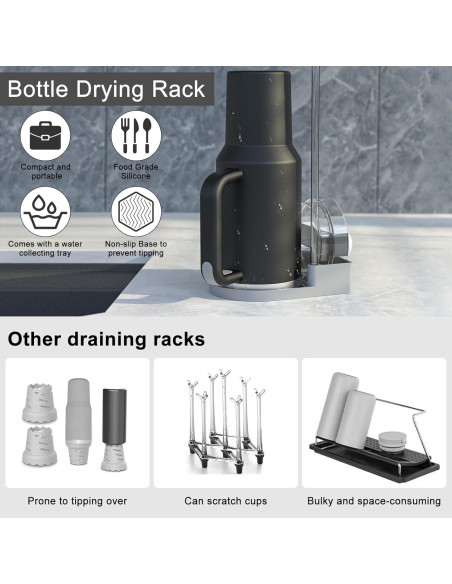 Soporte Secado Botellas Silicona Ybenlld Gris 15.5cm