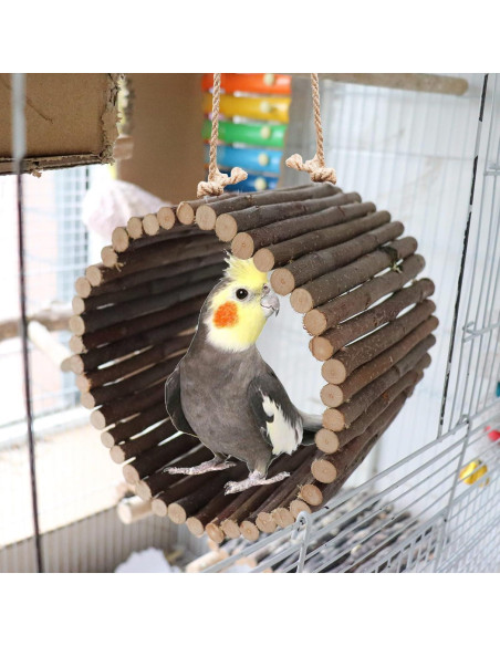 Columpio para pájaros Oooct de madera de manzana 16.5 cm