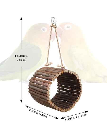 Columpio para pájaros Oooct de madera de manzana 16.5 cm