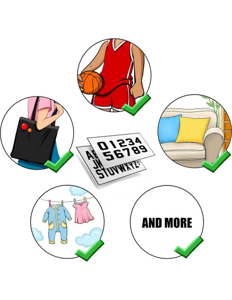 Fanbrilliant Letras y Números Transferencia Calor 64pcs 3" Negro