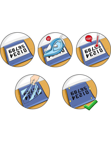 Fanbrilliant Letras y Números Transferencia Calor 64pcs 3" Negro