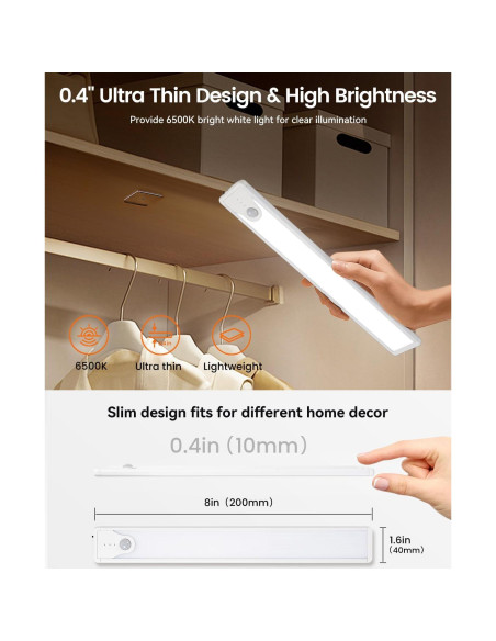 Luz de Gabinete LED SUNLINKCO 8" Sensor Movimiento 5 Pzs