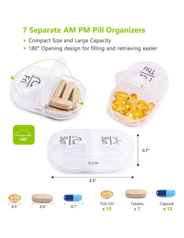 Organizador Semanal de Pastillas BAGSFY AM PM 2 Veces al Día