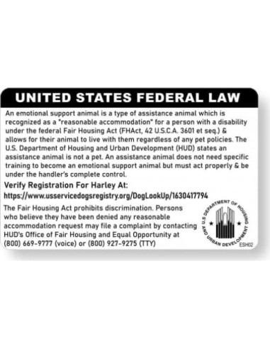 Tarjeta de Identificación Just 4 Paws para Perro de Apoyo Emocional