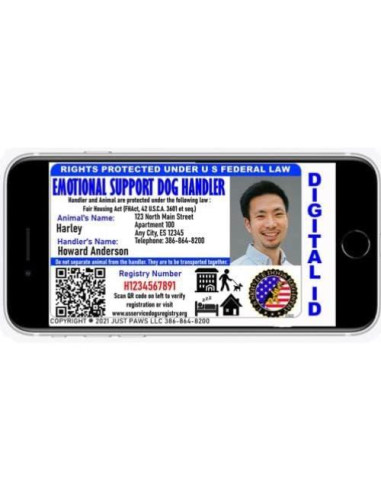 Tarjeta de Identificación Just 4 Paws para Perro de Apoyo Emocional
