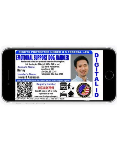 Tarjeta de Identificación Just 4 Paws para Perro de Apoyo Emocional