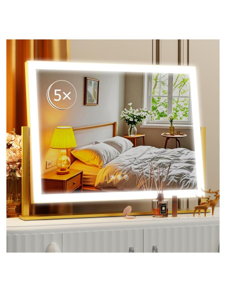 Espejo de Maquillaje Iluminado Gvnkvn 44x33 cm 5X Magnificación