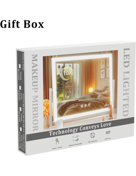 Espejo de Maquillaje Iluminado Gvnkvn 44x33 cm 5X Magnificación