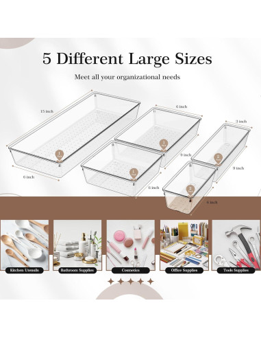 Organizador de Cajones Criusia 7 PCS - Plástico PET Antideslizante