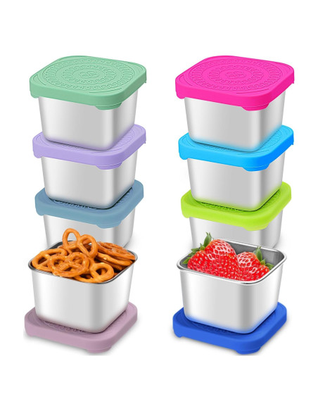 Haldane 8 Contenedores Snack Acero Inoxidable A Prueba de Fugas Haldane 8 Contenedores Snack Acero Inoxidable A Prueba de Fugas