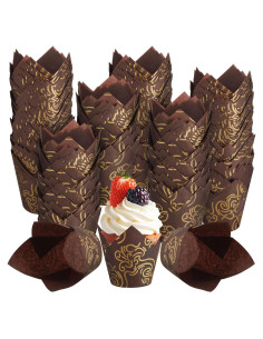 600 Forros para Cupcakes Tulipanes Gandeer Papel Marrón