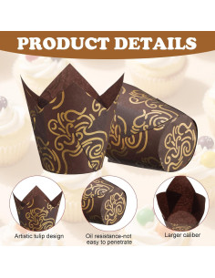 600 Forros para Cupcakes Tulipanes Gandeer Papel Marrón 2