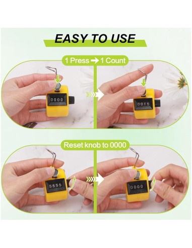 10 Piezas Contador Manual Tally PLUVAVA 4 Dígitos Multicolor