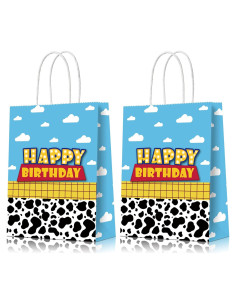 16 Bolsas de Regalo de Cumpleaños Ragnhild Patrón Vaca 22cm