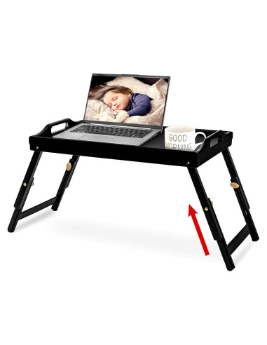 Bandeja de desayuno ajustable Mayyol de bambú negra 63.8x30.5 cm