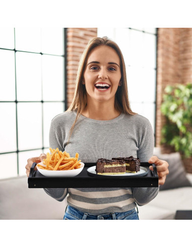 Bandeja de desayuno ajustable Mayyol de bambú negra 63.8x30.5 cm