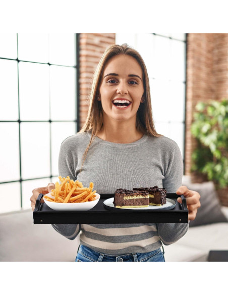 Bandeja de desayuno ajustable Mayyol de bambú negra 63.8x30.5 cm