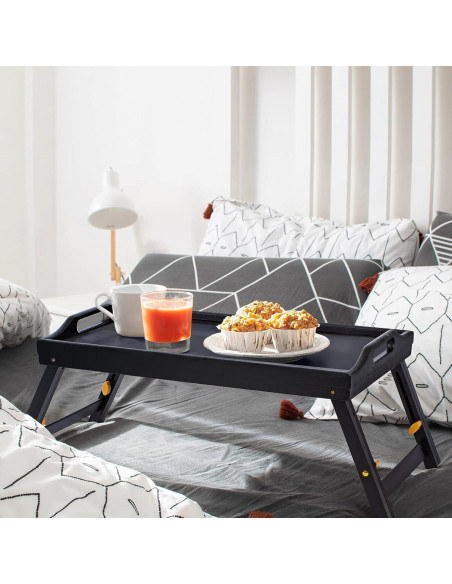 Bandeja de desayuno ajustable Mayyol de bambú negra 63.8x30.5 cm