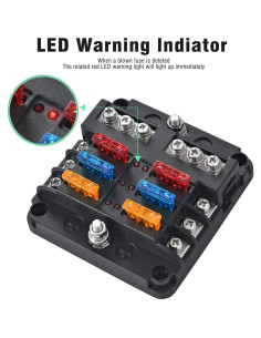 Bloque de Fusibles Marino 6 Vías Pautou 12V Impermeable LED 2
