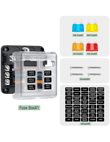 Bloque de Fusibles Marino 6 Vías Pautou 12V Impermeable LED
