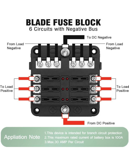 Bloque de Fusibles Marino 6 Vías Pautou 12V Impermeable LED Bloque de Fusibles Marino 6 Vías Pautou 12V Impermeable LED
