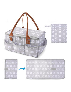 Caddy de Pañales Moteph Grande con Almohadilla y Tapa - Gris