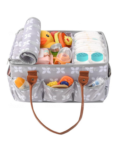 Caddy de Pañales Moteph Grande con Almohadilla y Tapa - Gris