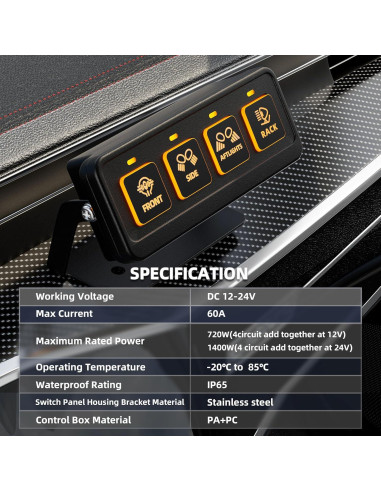 Panel de Interruptores Inalámbrico 4 Gang Somaer a Prueba de Agua