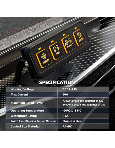 Panel de Interruptores Inalámbrico 4 Gang Somaer a Prueba de Agua