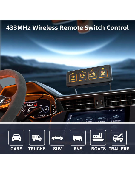 Panel de Interruptores Inalámbrico 4 Gang Somaer a Prueba de Agua